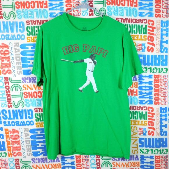 Boston Red Sox David Ortiz Big Papi T Shirt Size L Green St Patricks - Picture 1 of 4